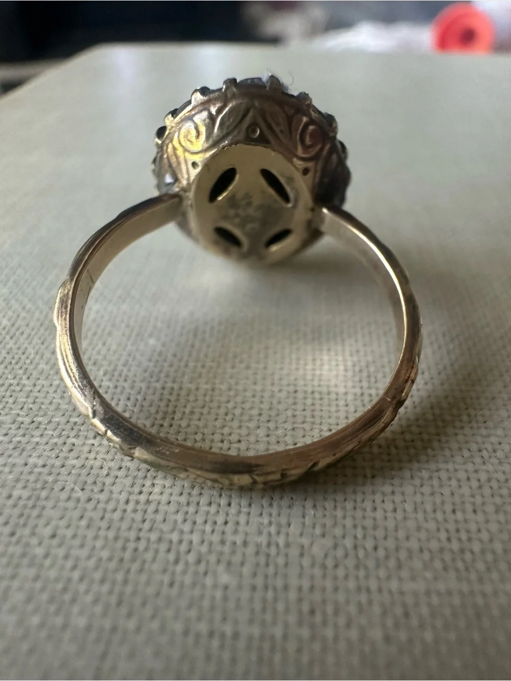 Vintage Victorian Revival 14K Garnet & Crystal Halo Cluster Ring—14K RGF—Sz 5.75